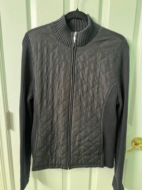 croft & barrow Black Ribbed Knit Jacket